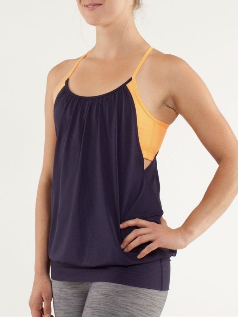 Lululemon No Limits Tank Top Black Swan Creamsicle Size 6